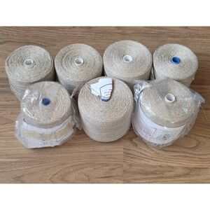 2 Ply Hemp Yarn Lunatic Unbleached Lot Of 7 Rolls Of Approx 400g Beige